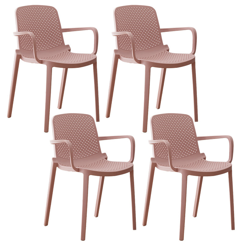 Modern Plastic Solid Back Side Chair 32"H Acrylic Dining Chair for Restaurant Pink 4 Piece Set Clearhalo ' kitchen&dining_furn' 'Dining Chairs' 'Dining Tables & Seating' 'dining_chair' 'furn' 'furn_dining_chair' 'Furniture' 'furniture_dining_chair' 'Kitchen & Dining Furniture' 'kitchen' 3663037