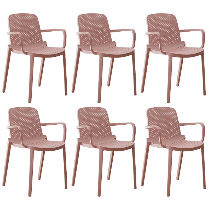Modern Plastic Solid Back Side Chair 32"H Acrylic Dining Chair for Restaurant Pink 6 Piece Set Clearhalo ' kitchen&dining_furn' 'Dining Chairs' 'Dining Tables & Seating' 'dining_chair' 'furn' 'furn_dining_chair' 'Furniture' 'furniture_dining_chair' 'Kitchen & Dining Furniture' 'kitchen' 3663039