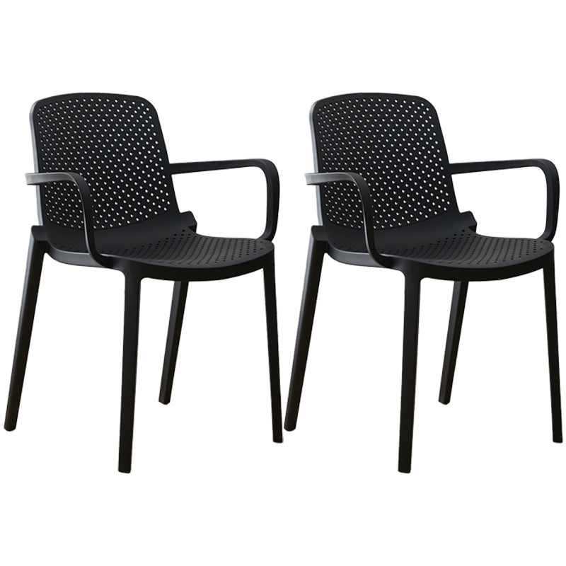 Modern Plastic Solid Back Side Chair 32"H Acrylic Dining Chair for Restaurant Black 2 Piece Set Clearhalo ' kitchen&dining_furn' 'Dining Chairs' 'Dining Tables & Seating' 'dining_chair' 'furn' 'furn_dining_chair' 'Furniture' 'furniture_dining_chair' 'Kitchen & Dining Furniture' 'kitchen' 3663049