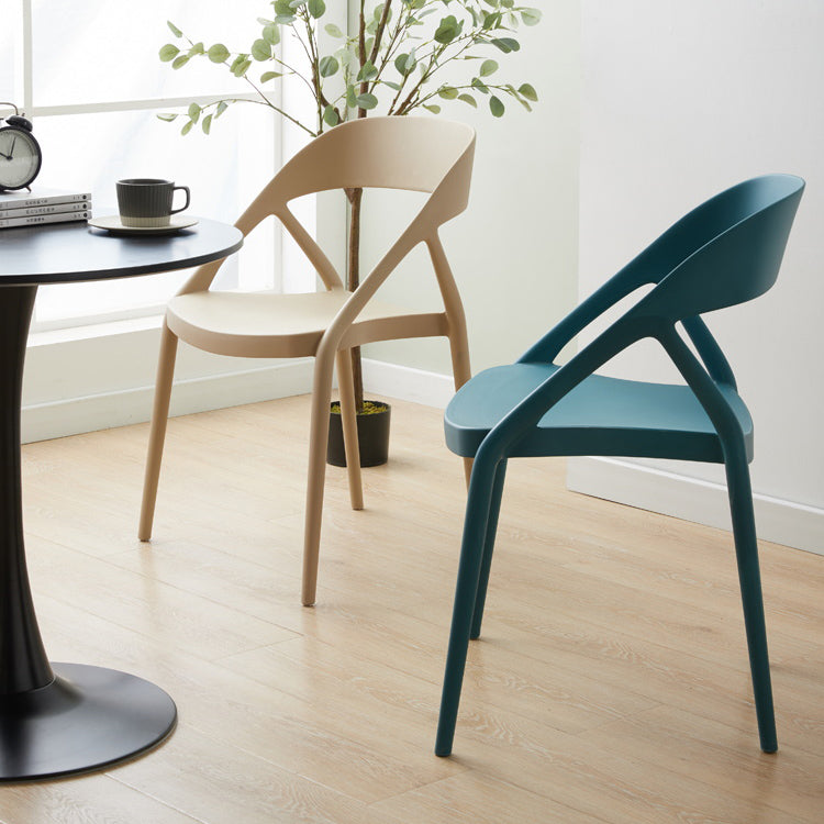 Scandinavian Plastic Stacked Side Chair Open Back Dining Side Chair for Home Use Clearhalo ' kitchen&dining_furn' 'Dining Chairs' 'Dining Tables & Seating' 'dining_chair' 'furn' 'furn_dining_chair' 'Furniture' 'furniture_dining_chair' 'Kitchen & Dining Furniture' 'kitchen' 3663064