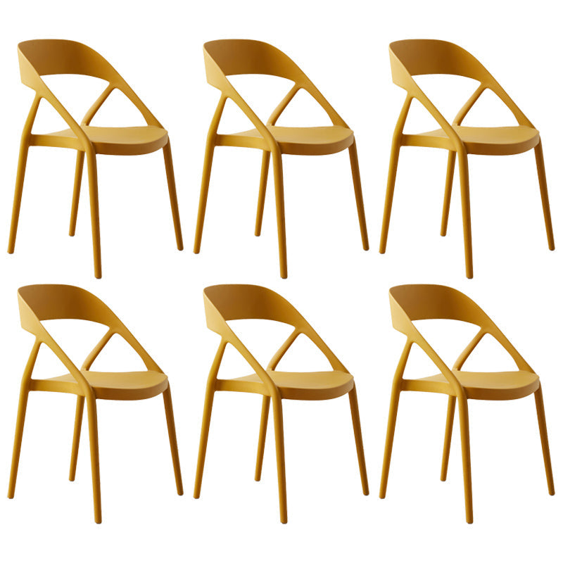 Scandinavian Plastic Stacked Side Chair Open Back Dining Side Chair for Home Use Yellow Plastic 6 Piece Set Clearhalo ' kitchen&dining_furn' 'Dining Chairs' 'Dining Tables & Seating' 'dining_chair' 'furn' 'furn_dining_chair' 'Furniture' 'furniture_dining_chair' 'Kitchen & Dining Furniture' 'kitchen' 3663066