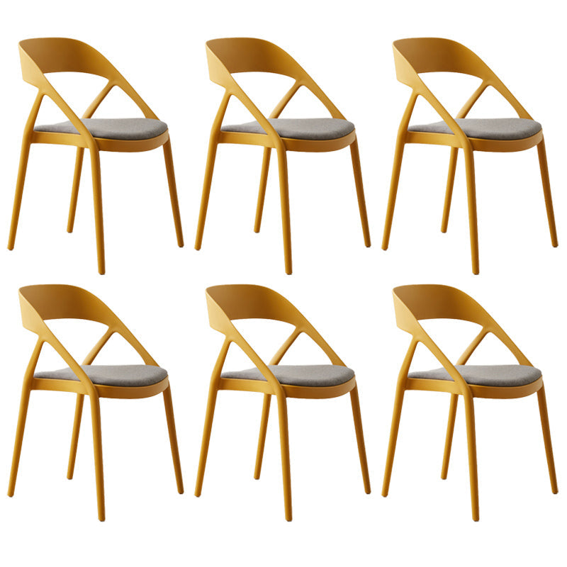 Scandinavian Plastic Stacked Side Chair Open Back Dining Side Chair for Home Use Yellow Fabric 6 Piece Set Clearhalo ' kitchen&dining_furn' 'Dining Chairs' 'Dining Tables & Seating' 'dining_chair' 'furn' 'furn_dining_chair' 'Furniture' 'furniture_dining_chair' 'Kitchen & Dining Furniture' 'kitchen' 3663071
