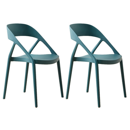 Scandinavian Plastic Stacked Side Chair Open Back Dining Side Chair for Home Use Peacock Blue Plastic 2 Piece Set Clearhalo ' kitchen&dining_furn' 'Dining Chairs' 'Dining Tables & Seating' 'dining_chair' 'furn' 'furn_dining_chair' 'Furniture' 'furniture_dining_chair' 'Kitchen & Dining Furniture' 'kitchen' 3663073