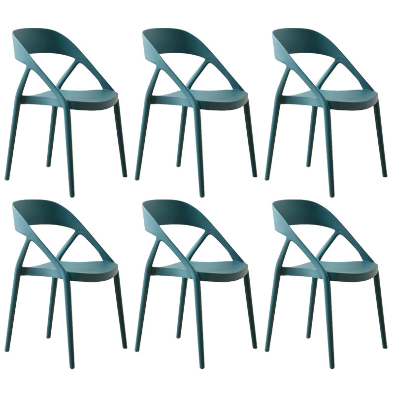 Scandinavian Plastic Stacked Side Chair Open Back Dining Side Chair for Home Use Peacock Blue Plastic 6 Piece Set Clearhalo ' kitchen&dining_furn' 'Dining Chairs' 'Dining Tables & Seating' 'dining_chair' 'furn' 'furn_dining_chair' 'Furniture' 'furniture_dining_chair' 'Kitchen & Dining Furniture' 'kitchen' 3663078