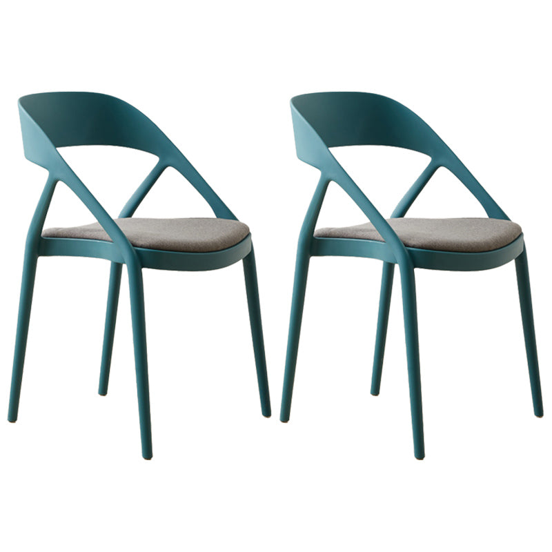 Scandinavian Plastic Stacked Side Chair Open Back Dining Side Chair for Home Use Peacock Blue Fabric 2 Piece Set Clearhalo ' kitchen&dining_furn' 'Dining Chairs' 'Dining Tables & Seating' 'dining_chair' 'furn' 'furn_dining_chair' 'Furniture' 'furniture_dining_chair' 'Kitchen & Dining Furniture' 'kitchen' 3663080