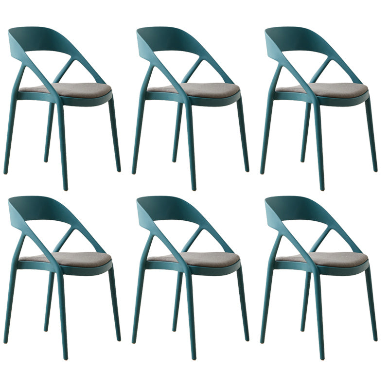 Scandinavian Plastic Stacked Side Chair Open Back Dining Side Chair for Home Use Peacock Blue Fabric 6 Piece Set Clearhalo ' kitchen&dining_furn' 'Dining Chairs' 'Dining Tables & Seating' 'dining_chair' 'furn' 'furn_dining_chair' 'Furniture' 'furniture_dining_chair' 'Kitchen & Dining Furniture' 'kitchen' 3663082
