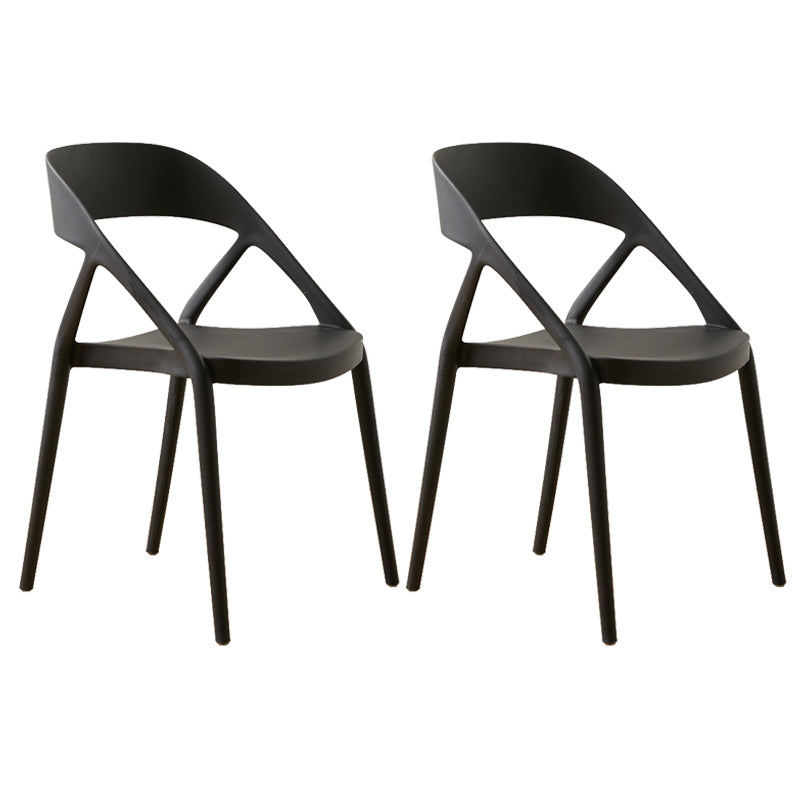 Scandinavian Plastic Stacked Side Chair Open Back Dining Side Chair for Home Use Black Plastic 2 Piece Set Clearhalo ' kitchen&dining_furn' 'Dining Chairs' 'Dining Tables & Seating' 'dining_chair' 'furn' 'furn_dining_chair' 'Furniture' 'furniture_dining_chair' 'Kitchen & Dining Furniture' 'kitchen' 3663083