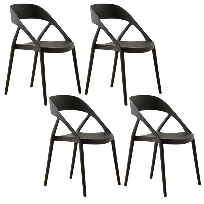 Scandinavian Plastic Stacked Side Chair Open Back Dining Side Chair for Home Use Black Plastic 4 Piece Set Clearhalo ' kitchen&dining_furn' 'Dining Chairs' 'Dining Tables & Seating' 'dining_chair' 'furn' 'furn_dining_chair' 'Furniture' 'furniture_dining_chair' 'Kitchen & Dining Furniture' 'kitchen' 3663084
