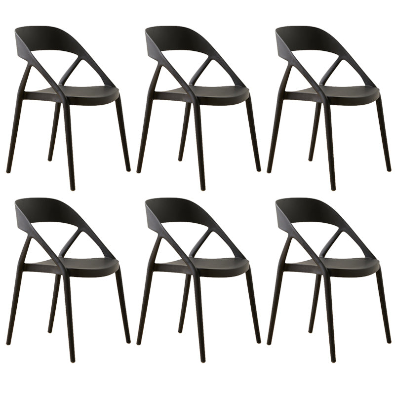 Scandinavian Plastic Stacked Side Chair Open Back Dining Side Chair for Home Use Black Plastic 6 Piece Set Clearhalo ' kitchen&dining_furn' 'Dining Chairs' 'Dining Tables & Seating' 'dining_chair' 'furn' 'furn_dining_chair' 'Furniture' 'furniture_dining_chair' 'Kitchen & Dining Furniture' 'kitchen' 3663085