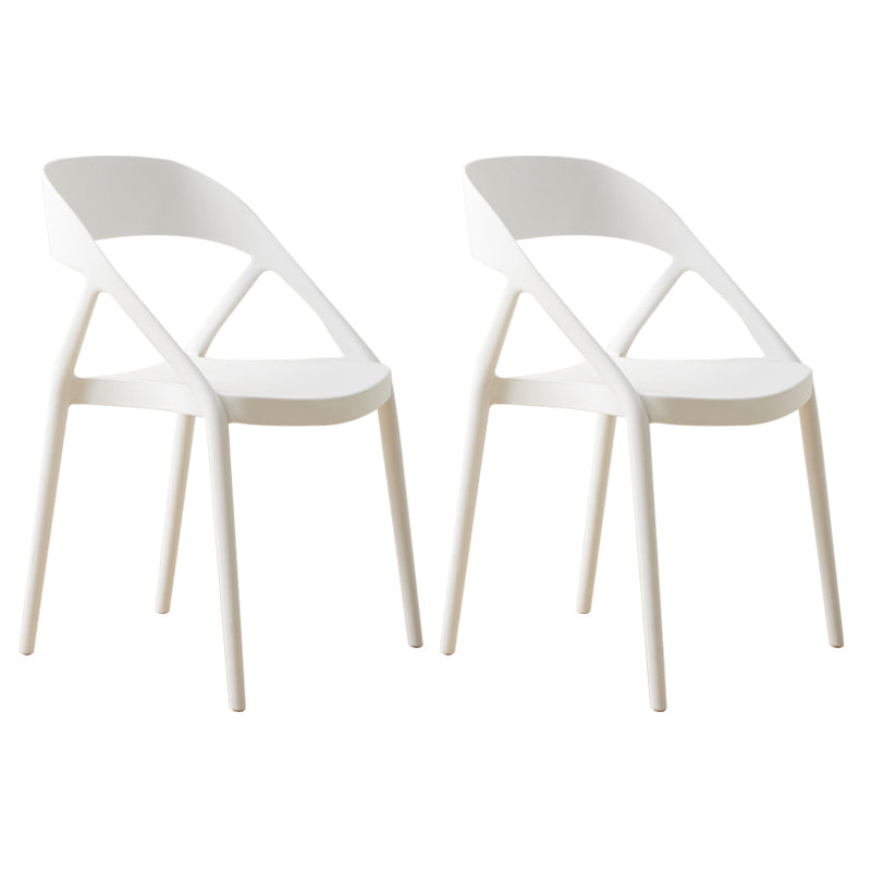 Scandinavian Plastic Stacked Side Chair Open Back Dining Side Chair for Home Use White Plastic 2 Piece Set Clearhalo ' kitchen&dining_furn' 'Dining Chairs' 'Dining Tables & Seating' 'dining_chair' 'furn' 'furn_dining_chair' 'Furniture' 'furniture_dining_chair' 'Kitchen & Dining Furniture' 'kitchen' 3663089