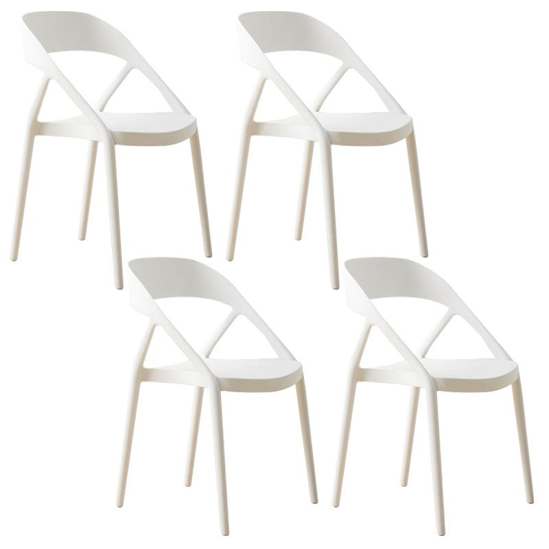 Scandinavian Plastic Stacked Side Chair Open Back Dining Side Chair for Home Use White Plastic 4 Piece Set Clearhalo ' kitchen&dining_furn' 'Dining Chairs' 'Dining Tables & Seating' 'dining_chair' 'furn' 'furn_dining_chair' 'Furniture' 'furniture_dining_chair' 'Kitchen & Dining Furniture' 'kitchen' 3663090