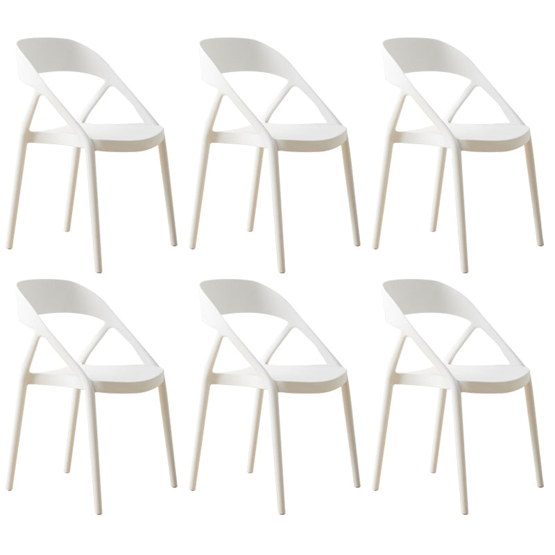 Scandinavian Plastic Stacked Side Chair Open Back Dining Side Chair for Home Use White Plastic 6 Piece Set Clearhalo ' kitchen&dining_furn' 'Dining Chairs' 'Dining Tables & Seating' 'dining_chair' 'furn' 'furn_dining_chair' 'Furniture' 'furniture_dining_chair' 'Kitchen & Dining Furniture' 'kitchen' 3663091