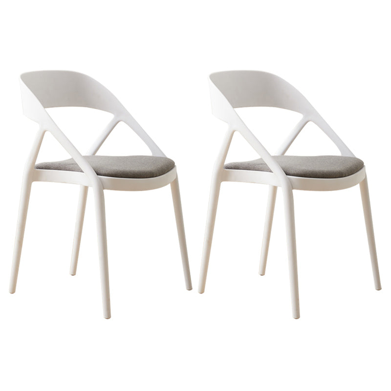 Scandinavian Plastic Stacked Side Chair Open Back Dining Side Chair for Home Use White Fabric 2 Piece Set Clearhalo ' kitchen&dining_furn' 'Dining Chairs' 'Dining Tables & Seating' 'dining_chair' 'furn' 'furn_dining_chair' 'Furniture' 'furniture_dining_chair' 'Kitchen & Dining Furniture' 'kitchen' 3663092