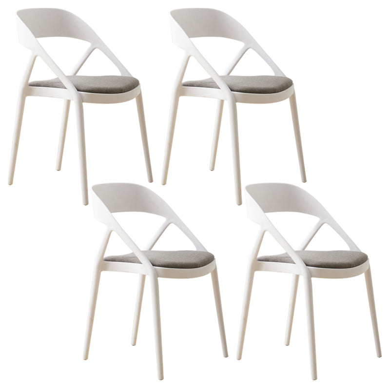 Scandinavian Plastic Stacked Side Chair Open Back Dining Side Chair for Home Use White Fabric 4 Piece Set Clearhalo ' kitchen&dining_furn' 'Dining Chairs' 'Dining Tables & Seating' 'dining_chair' 'furn' 'furn_dining_chair' 'Furniture' 'furniture_dining_chair' 'Kitchen & Dining Furniture' 'kitchen' 3663093