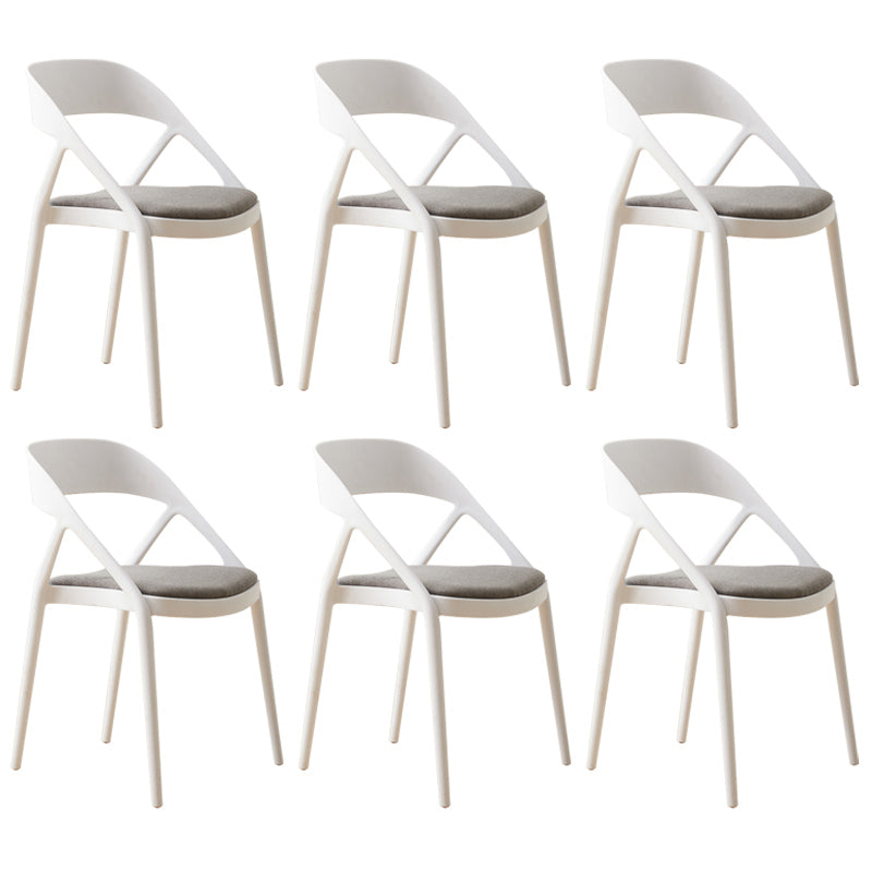 Scandinavian Plastic Stacked Side Chair Open Back Dining Side Chair for Home Use White Fabric 6 Piece Set Clearhalo ' kitchen&dining_furn' 'Dining Chairs' 'Dining Tables & Seating' 'dining_chair' 'furn' 'furn_dining_chair' 'Furniture' 'furniture_dining_chair' 'Kitchen & Dining Furniture' 'kitchen' 3663094