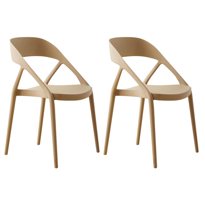 Scandinavian Plastic Stacked Side Chair Open Back Dining Side Chair for Home Use Camel Plastic 2 Piece Set Clearhalo ' kitchen&dining_furn' 'Dining Chairs' 'Dining Tables & Seating' 'dining_chair' 'furn' 'furn_dining_chair' 'Furniture' 'furniture_dining_chair' 'Kitchen & Dining Furniture' 'kitchen' 3663101