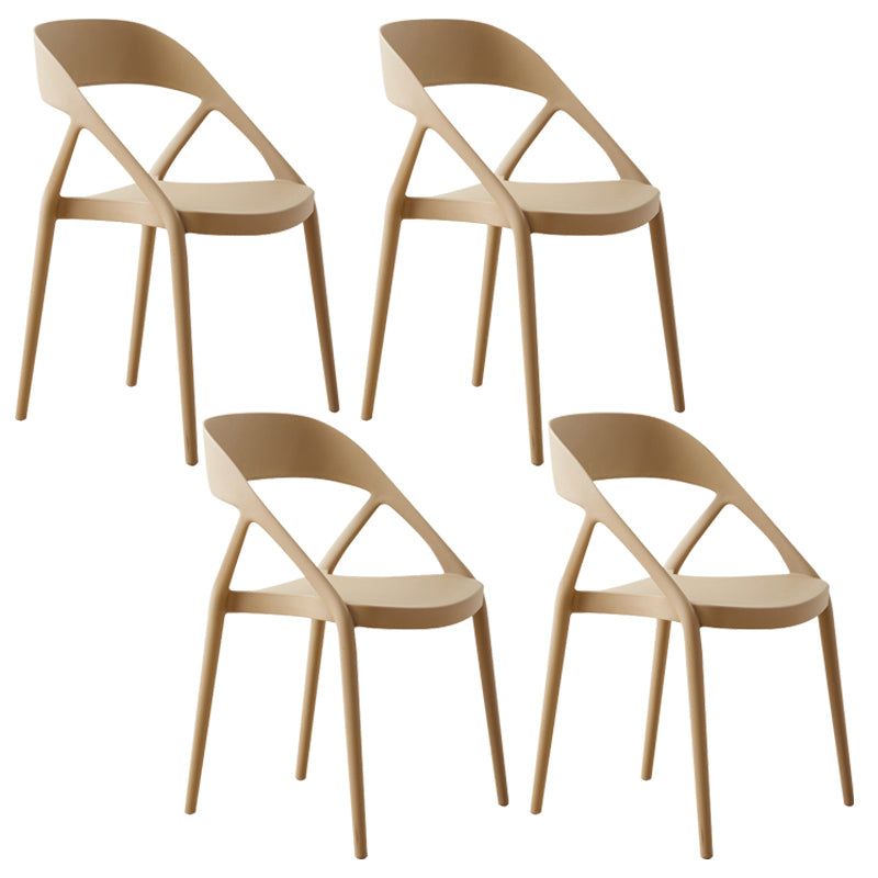 Scandinavian Plastic Stacked Side Chair Open Back Dining Side Chair for Home Use Camel Plastic 4 Piece Set Clearhalo ' kitchen&dining_furn' 'Dining Chairs' 'Dining Tables & Seating' 'dining_chair' 'furn' 'furn_dining_chair' 'Furniture' 'furniture_dining_chair' 'Kitchen & Dining Furniture' 'kitchen' 3663102