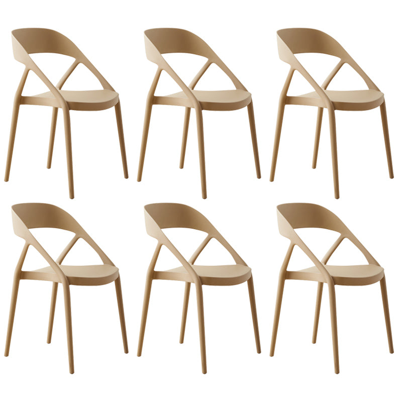 Scandinavian Plastic Stacked Side Chair Open Back Dining Side Chair for Home Use Camel Plastic 6 Piece Set Clearhalo ' kitchen&dining_furn' 'Dining Chairs' 'Dining Tables & Seating' 'dining_chair' 'furn' 'furn_dining_chair' 'Furniture' 'furniture_dining_chair' 'Kitchen & Dining Furniture' 'kitchen' 3663103
