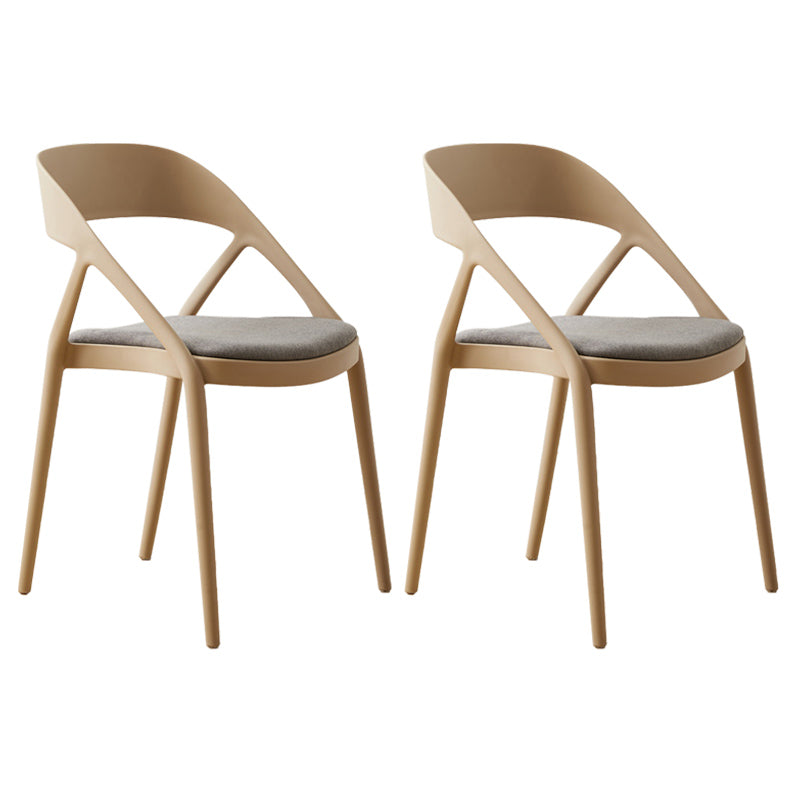 Scandinavian Plastic Stacked Side Chair Open Back Dining Side Chair for Home Use Camel Fabric 2 Piece Set Clearhalo ' kitchen&dining_furn' 'Dining Chairs' 'Dining Tables & Seating' 'dining_chair' 'furn' 'furn_dining_chair' 'Furniture' 'furniture_dining_chair' 'Kitchen & Dining Furniture' 'kitchen' 3663104