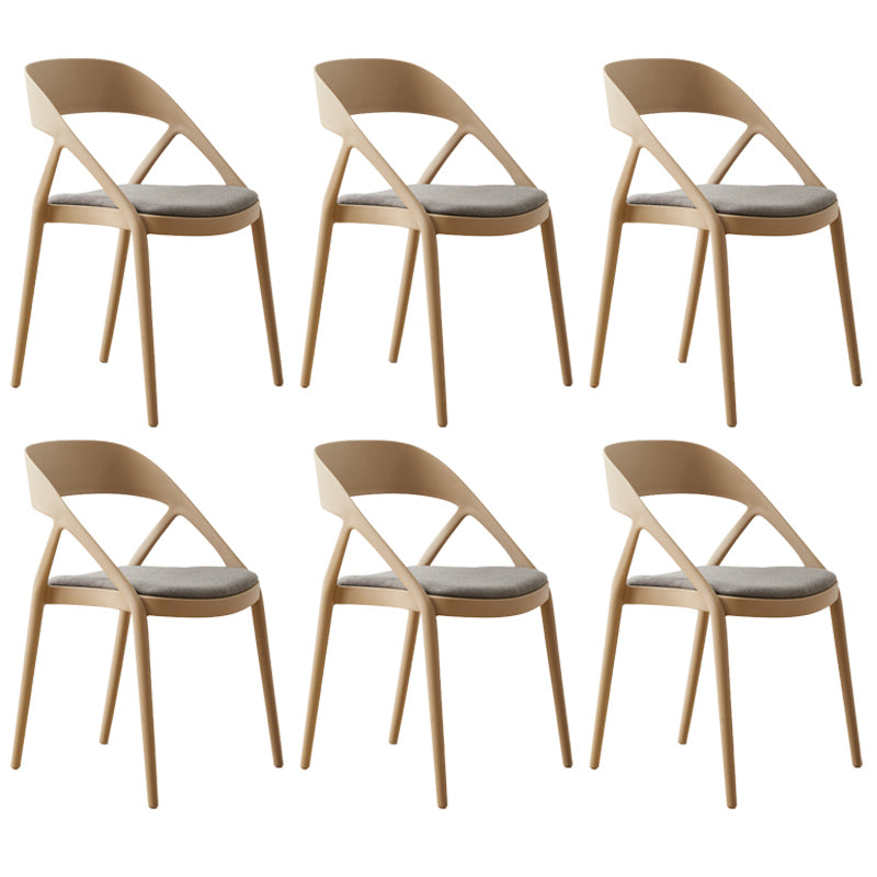Scandinavian Plastic Stacked Side Chair Open Back Dining Side Chair for Home Use Camel Fabric 6 Piece Set Clearhalo ' kitchen&dining_furn' 'Dining Chairs' 'Dining Tables & Seating' 'dining_chair' 'furn' 'furn_dining_chair' 'Furniture' 'furniture_dining_chair' 'Kitchen & Dining Furniture' 'kitchen' 3663106