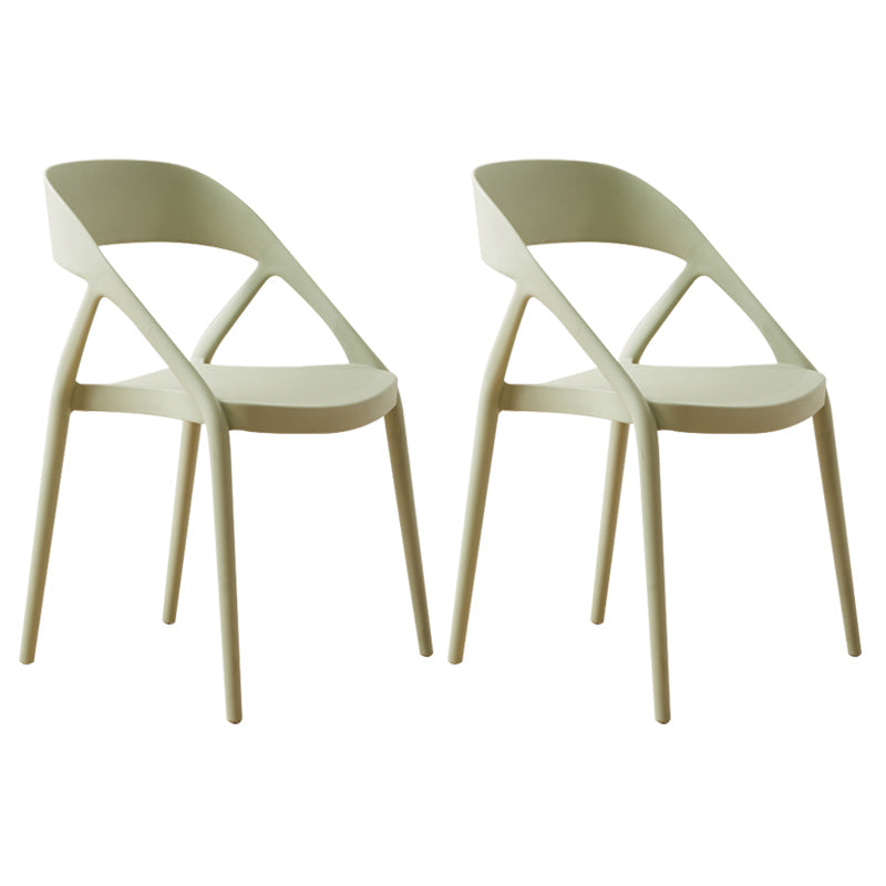 Scandinavian Plastic Stacked Side Chair Open Back Dining Side Chair for Home Use Green Plastic 2 Piece Set Clearhalo ' kitchen&dining_furn' 'Dining Chairs' 'Dining Tables & Seating' 'dining_chair' 'furn' 'furn_dining_chair' 'Furniture' 'furniture_dining_chair' 'Kitchen & Dining Furniture' 'kitchen' 3663107