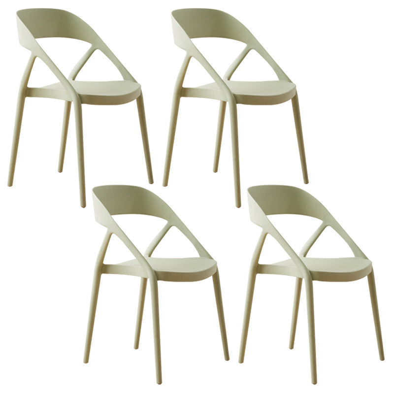 Scandinavian Plastic Stacked Side Chair Open Back Dining Side Chair for Home Use Green Plastic 4 Piece Set Clearhalo ' kitchen&dining_furn' 'Dining Chairs' 'Dining Tables & Seating' 'dining_chair' 'furn' 'furn_dining_chair' 'Furniture' 'furniture_dining_chair' 'Kitchen & Dining Furniture' 'kitchen' 3663108