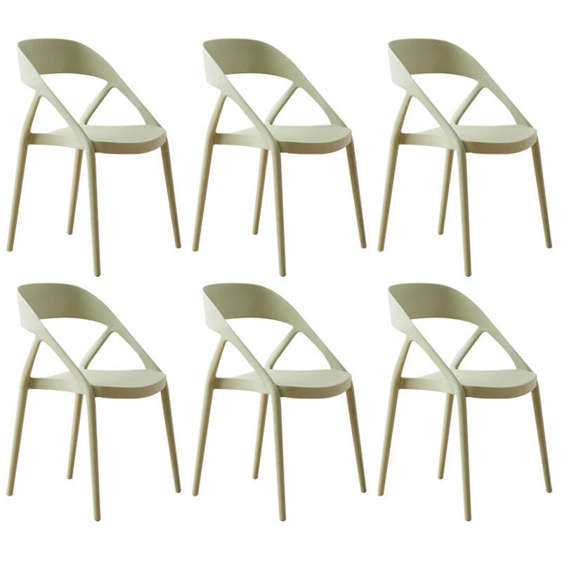 Scandinavian Plastic Stacked Side Chair Open Back Dining Side Chair for Home Use Green Plastic 6 Piece Set Clearhalo ' kitchen&dining_furn' 'Dining Chairs' 'Dining Tables & Seating' 'dining_chair' 'furn' 'furn_dining_chair' 'Furniture' 'furniture_dining_chair' 'Kitchen & Dining Furniture' 'kitchen' 3663109