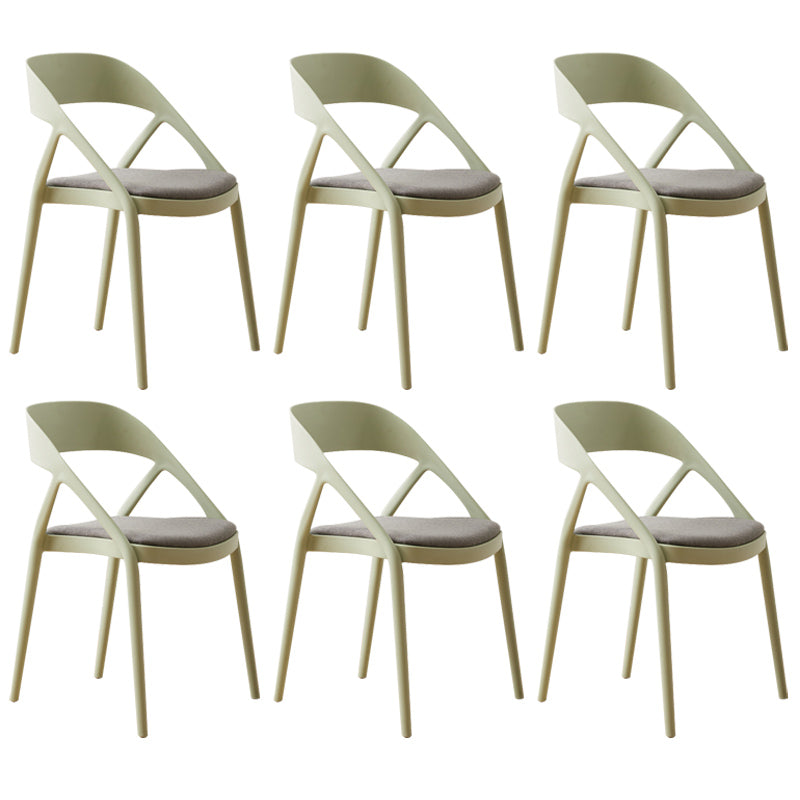 Scandinavian Plastic Stacked Side Chair Open Back Dining Side Chair for Home Use Green Fabric 6 Piece Set Clearhalo ' kitchen&dining_furn' 'Dining Chairs' 'Dining Tables & Seating' 'dining_chair' 'furn' 'furn_dining_chair' 'Furniture' 'furniture_dining_chair' 'Kitchen & Dining Furniture' 'kitchen' 3663112