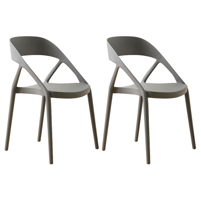 Scandinavian Plastic Stacked Side Chair Open Back Dining Side Chair for Home Use Grey Plastic 2 Piece Set Clearhalo ' kitchen&dining_furn' 'Dining Chairs' 'Dining Tables & Seating' 'dining_chair' 'furn' 'furn_dining_chair' 'Furniture' 'furniture_dining_chair' 'Kitchen & Dining Furniture' 'kitchen' 3663113