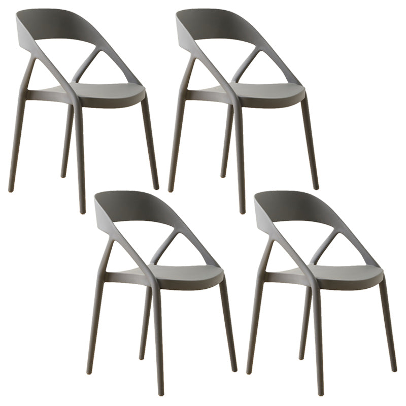 Scandinavian Plastic Stacked Side Chair Open Back Dining Side Chair for Home Use Grey Plastic 4 Piece Set Clearhalo ' kitchen&dining_furn' 'Dining Chairs' 'Dining Tables & Seating' 'dining_chair' 'furn' 'furn_dining_chair' 'Furniture' 'furniture_dining_chair' 'Kitchen & Dining Furniture' 'kitchen' 3663114
