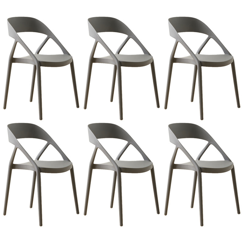 Scandinavian Plastic Stacked Side Chair Open Back Dining Side Chair for Home Use Grey Plastic 6 Piece Set Clearhalo ' kitchen&dining_furn' 'Dining Chairs' 'Dining Tables & Seating' 'dining_chair' 'furn' 'furn_dining_chair' 'Furniture' 'furniture_dining_chair' 'Kitchen & Dining Furniture' 'kitchen' 3663115