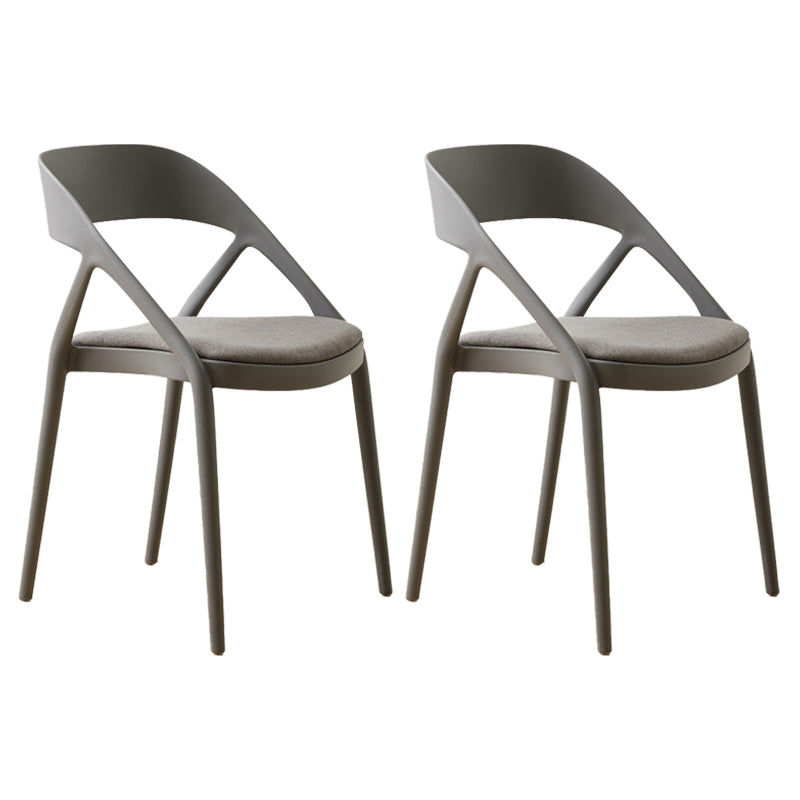 Scandinavian Plastic Stacked Side Chair Open Back Dining Side Chair for Home Use Grey Fabric 2 Piece Set Clearhalo ' kitchen&dining_furn' 'Dining Chairs' 'Dining Tables & Seating' 'dining_chair' 'furn' 'furn_dining_chair' 'Furniture' 'furniture_dining_chair' 'Kitchen & Dining Furniture' 'kitchen' 3663116