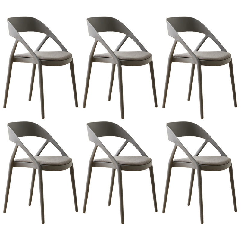 Scandinavian Plastic Stacked Side Chair Open Back Dining Side Chair for Home Use Grey Fabric 6 Piece Set Clearhalo ' kitchen&dining_furn' 'Dining Chairs' 'Dining Tables & Seating' 'dining_chair' 'furn' 'furn_dining_chair' 'Furniture' 'furniture_dining_chair' 'Kitchen & Dining Furniture' 'kitchen' 3663118