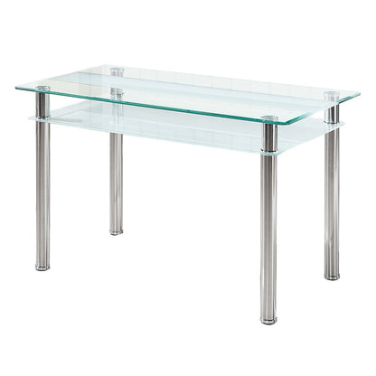 Modern Style Glass Kitchen Dining Table Clear Rectangle Table with 4 Legs for Home Use Without Chairs Clearhalo ' dining_table' 'Dining Tables & Seating' 'Dining Tables' 'furn' 'furn_dining_table' 'Furniture' 'furniture_dining_table' 'Kitchen & Dining Furniture' 'kitchen&dining_furn' 'kitchen' 'kitchen_dining_table' 3670404