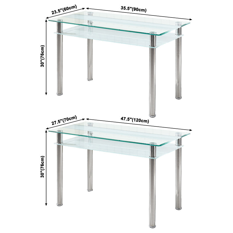 Modern Style Glass Kitchen Dining Table Clear Rectangle Table with 4 Legs for Home Use Clearhalo ' dining_table' 'Dining Tables & Seating' 'Dining Tables' 'furn' 'furn_dining_table' 'Furniture' 'furniture_dining_table' 'Kitchen & Dining Furniture' 'kitchen&dining_furn' 'kitchen' 'kitchen_dining_table' 3670409