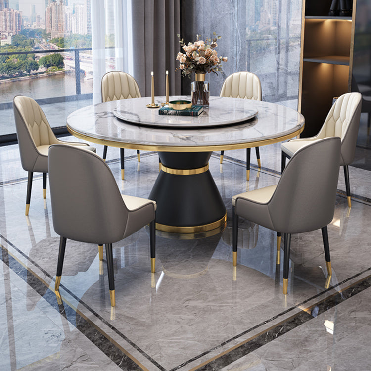Metal Modern Style Round Dining Table Sintered Stone Table for Home Kitchen Clearhalo ' dining_table' 'Dining Tables & Seating' 'Dining Tables' 'furn' 'furn_dining_table' 'Furniture' 'furniture_dining_table' 'Kitchen & Dining Furniture' 'kitchen&dining_furn' 'kitchen' 'kitchen_dining_table' 3670412