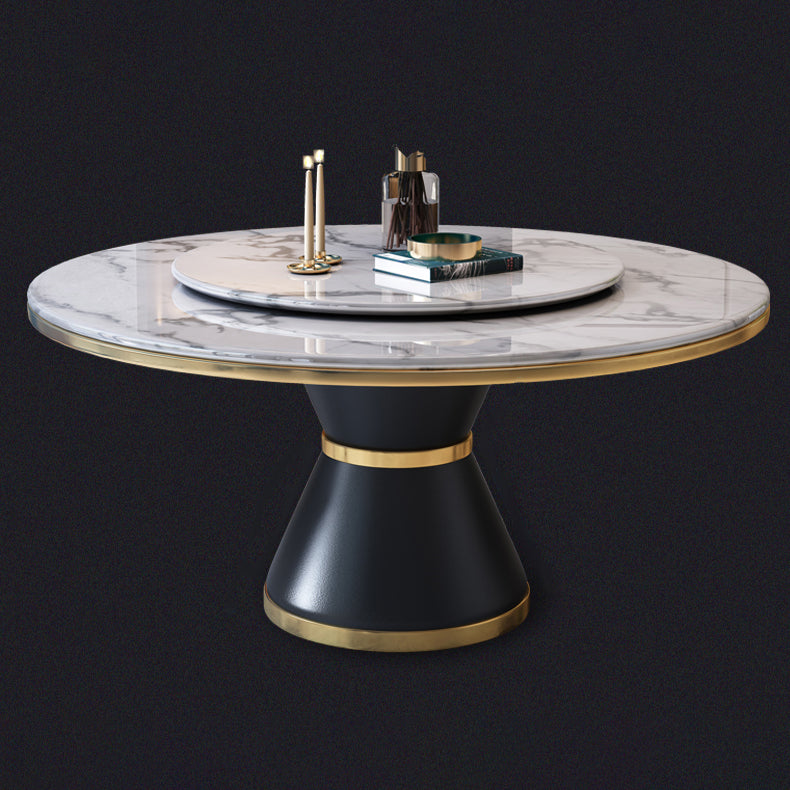 Metal Modern Style Round Dining Table Sintered Stone Table for Home Kitchen Clearhalo ' dining_table' 'Dining Tables & Seating' 'Dining Tables' 'furn' 'furn_dining_table' 'Furniture' 'furniture_dining_table' 'Kitchen & Dining Furniture' 'kitchen&dining_furn' 'kitchen' 'kitchen_dining_table' 3670414