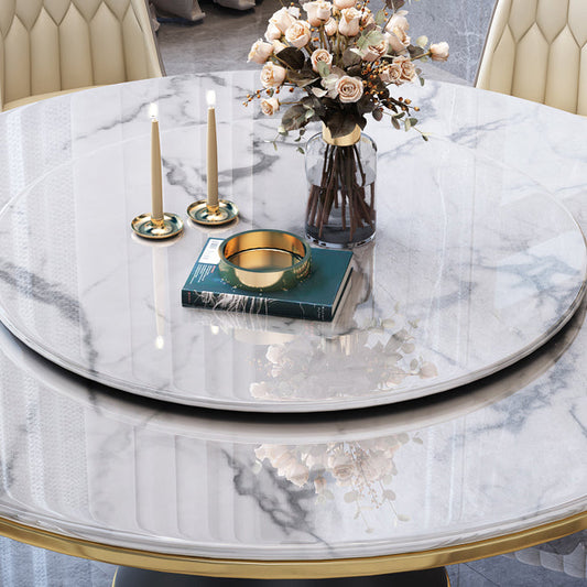 Metal Modern Style Round Dining Table Sintered Stone Table for Home Kitchen