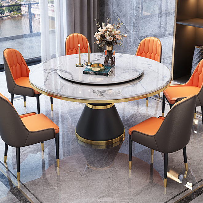 Metal Modern Style Round Dining Table Sintered Stone Table for Home Kitchen Clearhalo ' dining_table' 'Dining Tables & Seating' 'Dining Tables' 'furn' 'furn_dining_table' 'Furniture' 'furniture_dining_table' 'Kitchen & Dining Furniture' 'kitchen&dining_furn' 'kitchen' 'kitchen_dining_table' 3670423