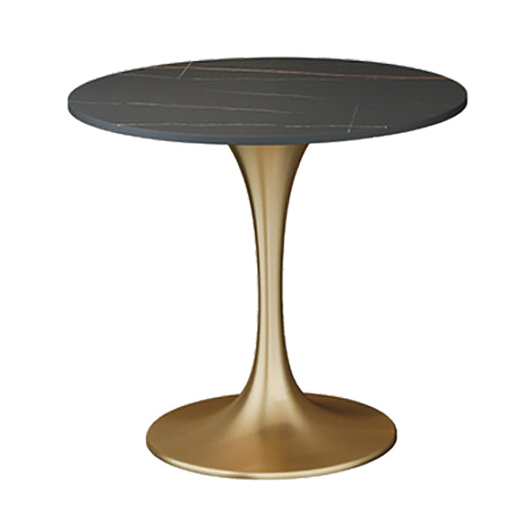 Contemporary Style Tulip Base Furniture Stone Dining Table Round for Home Black Gold Clearhalo ' dining_table' 'Dining Tables & Seating' 'Dining Tables' 'furn' 'furn_dining_table' 'Furniture' 'furniture_dining_table' 'Kitchen & Dining Furniture' 'kitchen&dining_furn' 'kitchen' 'kitchen_dining_table' 3670435