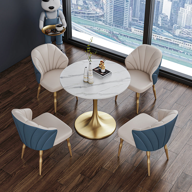 Contemporary Style Tulip Base Furniture Stone Dining Table Round for Home Clearhalo ' dining_table' 'Dining Tables & Seating' 'Dining Tables' 'furn' 'furn_dining_table' 'Furniture' 'furniture_dining_table' 'Kitchen & Dining Furniture' 'kitchen&dining_furn' 'kitchen' 'kitchen_dining_table' 3670439