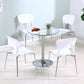 Contemporary Round Dining Room Table Tempered Glass Table with Tulip Base Clearhalo ' dining_table' 'Dining Tables & Seating' 'Dining Tables' 'furn' 'furn_dining_table' 'Furniture' 'furniture_dining_table' 'Kitchen & Dining Furniture' 'kitchen&dining_furn' 'kitchen' 'kitchen_dining_table' 3670457