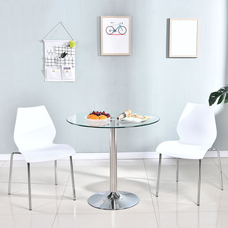 Contemporary Round Dining Room Table Tempered Glass Table with Tulip Base Clearhalo ' dining_table' 'Dining Tables & Seating' 'Dining Tables' 'furn' 'furn_dining_table' 'Furniture' 'furniture_dining_table' 'Kitchen & Dining Furniture' 'kitchen&dining_furn' 'kitchen' 'kitchen_dining_table' 3670459