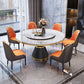 Contemporary Style Home Dining Table Single Pedestal Base Round Shape Table with Turntable Clearhalo ' dining_table' 'Dining Tables & Seating' 'Dining Tables' 'furn' 'furn_dining_table' 'Furniture' 'furniture_dining_table' 'Kitchen & Dining Furniture' 'kitchen&dining_furn' 'kitchen' 'kitchen_dining_table' 3670469