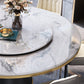 Contemporary Style Home Dining Table Single Pedestal Base Round Shape Table with Turntable Clearhalo ' dining_table' 'Dining Tables & Seating' 'Dining Tables' 'furn' 'furn_dining_table' 'Furniture' 'furniture_dining_table' 'Kitchen & Dining Furniture' 'kitchen&dining_furn' 'kitchen' 'kitchen_dining_table' 3670475