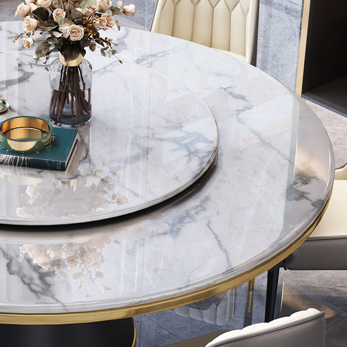 Contemporary Style Home Dining Table Single Pedestal Base Round Shape Table with Turntable Clearhalo ' dining_table' 'Dining Tables & Seating' 'Dining Tables' 'furn' 'furn_dining_table' 'Furniture' 'furniture_dining_table' 'Kitchen & Dining Furniture' 'kitchen&dining_furn' 'kitchen' 'kitchen_dining_table' 3670475