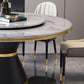 Contemporary Style Home Dining Table Single Pedestal Base Round Shape Table with Turntable Clearhalo ' dining_table' 'Dining Tables & Seating' 'Dining Tables' 'furn' 'furn_dining_table' 'Furniture' 'furniture_dining_table' 'Kitchen & Dining Furniture' 'kitchen&dining_furn' 'kitchen' 'kitchen_dining_table' 3670476