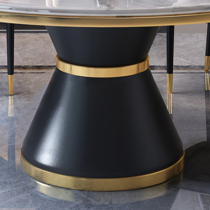 Contemporary Style Home Dining Table Single Pedestal Base Round Shape Table with Turntable Clearhalo ' dining_table' 'Dining Tables & Seating' 'Dining Tables' 'furn' 'furn_dining_table' 'Furniture' 'furniture_dining_table' 'Kitchen & Dining Furniture' 'kitchen&dining_furn' 'kitchen' 'kitchen_dining_table' 3670477