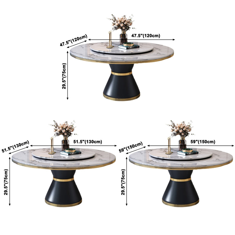 Contemporary Style Home Dining Table Single Pedestal Base Round Shape Table with Turntable Clearhalo ' dining_table' 'Dining Tables & Seating' 'Dining Tables' 'furn' 'furn_dining_table' 'Furniture' 'furniture_dining_table' 'Kitchen & Dining Furniture' 'kitchen&dining_furn' 'kitchen' 'kitchen_dining_table' 3670478