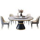 Contemporary Style Home Dining Table Single Pedestal Base Round Shape Table with Turntable Clearhalo ' dining_table' 'Dining Tables & Seating' 'Dining Tables' 'furn' 'furn_dining_table' 'Furniture' 'furniture_dining_table' 'Kitchen & Dining Furniture' 'kitchen&dining_furn' 'kitchen' 'kitchen_dining_table' 3670479